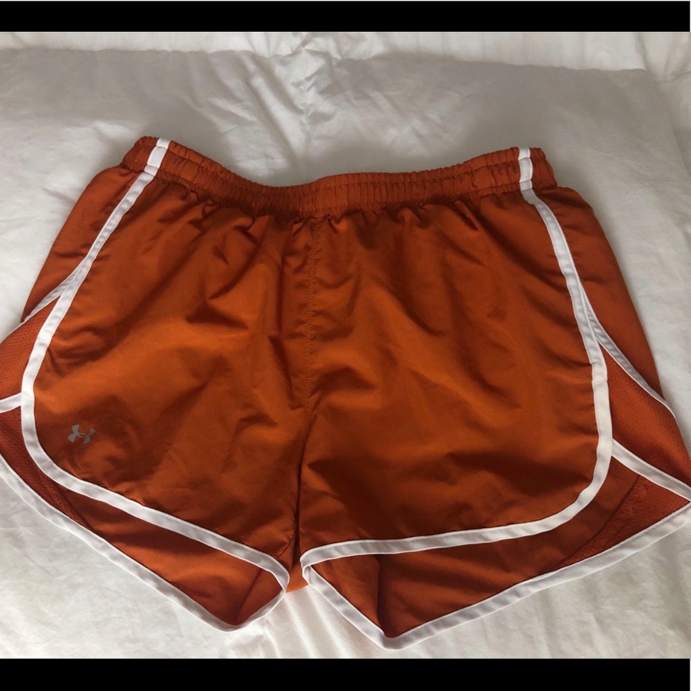 Dark orange under armor athletic shorts